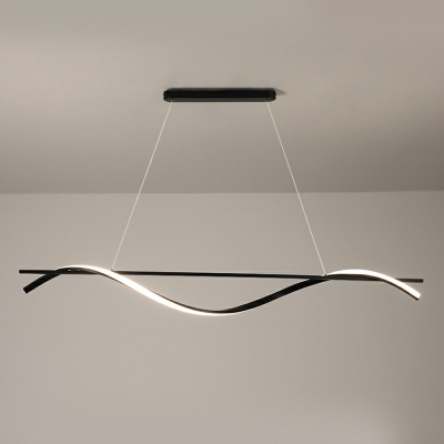 Contemporary Curl Island Chandelier Lights Metal Ceiling Pendant Light