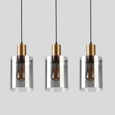 Glass and Metal 1 Light Drum Modern Minimalist Hanging Pendant Lamp for Dinning Room