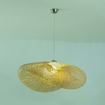 Hanging Ceiling Light Hat Shade Modern Style Bamboo Chandelier Pendant Light for Living Room