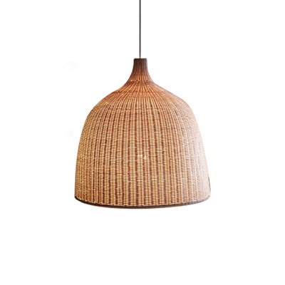 Hanging Lamp Oval Shade Modern Style Rattan Pendant Light Fixtures for Living Room