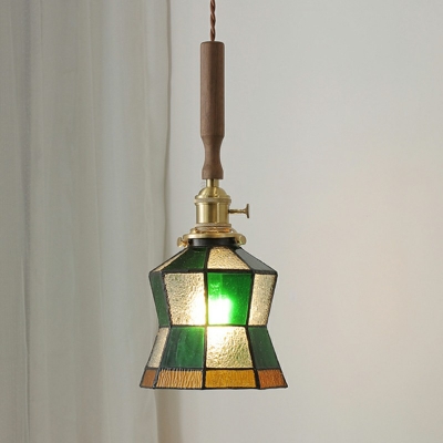 Hanging Light Fixtures Lattice Shade Modern Style Glass Pendant Light Kit for Living Room