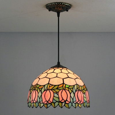 Hanging Light Kit Semicircular Shade Modern Style Glass Pendant Light Fixture for Living Room