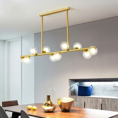 Linear Glass Island Lighting Fixtures Modern Nordic Style Chandelier Lighting for Dinning Room