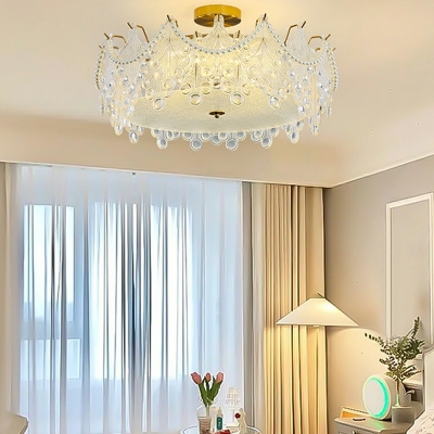 Modern Flush Mount Fixture Clear Glass Flush Mount Ceiling Lamp for Bedroom