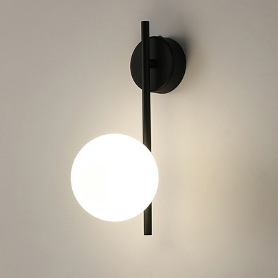 Modern Style Round Wall Sconce Lights Metal 1 Light Wall Sconce Lighting in Black