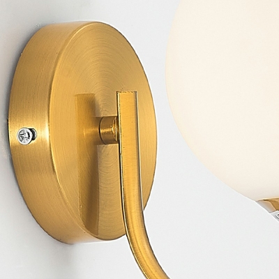 Modern Style Sphere Wall Light Sconce Glass 2 Lights Wall Lighting Fixtures in Gold