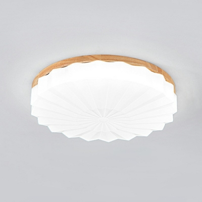 Ultra-Modern Round Wood Material Flush Mount Ceiling Lamp Flush Mount Fixture for Bedroom