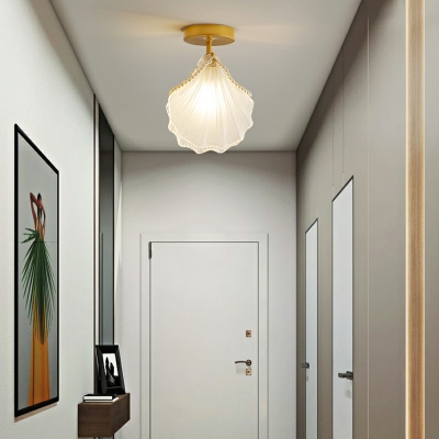 1 Light Ceiling Mounted Fixture White Glass Flush Ceiling Light for Bedroom