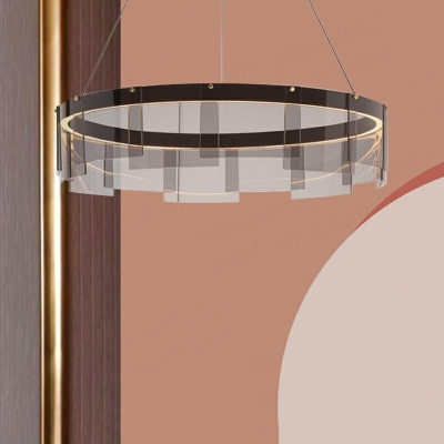 1-Light Chandelier Lighting Modern Style Circle Shape Metal Warm Light Hanging Lamp