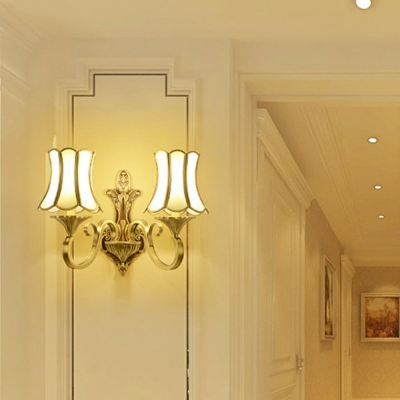 2-Light Sconce Lights Traditional Style Bell Shape Metal Wall Mounted Light