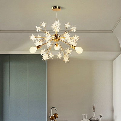 3-Light Chandelier Lighting Simplicity Style Star Shape Metal Hanging Ceiling Light