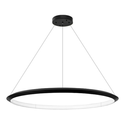 Black Hanging Light Kit Round Shade Modern Style Acrylic Drop Lamp for Living Room