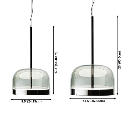 Contemporary Dome Pendant Light Fixture Closed Glass Suspension Pendant