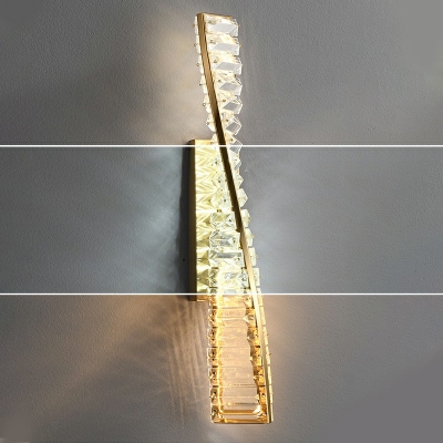 Crystal Linear Flush Mount Wall Sconce Modern 1 Light Wall Light Sconces for Bedroom