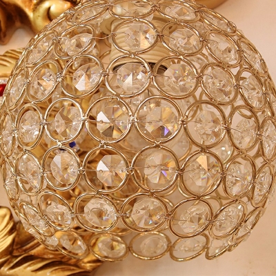 Cystal Globe Wall Mounted Light Fixture 1 Light Modern Gold Light Sconces for Living Room