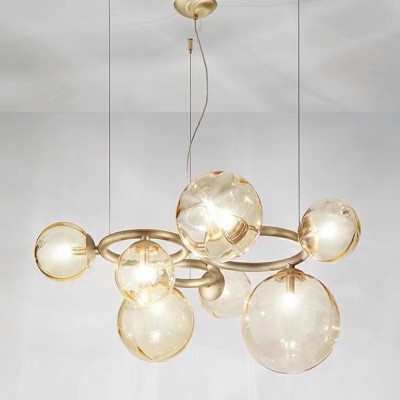 Ceiling Lamp Globe Shade Modern Style Glass Chandelier Pendant Light for Living Room