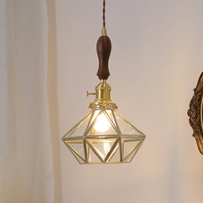 Hanging Ceiling Light Lattice Shade Modern Style Glass Pendant Light Kit for Living Room