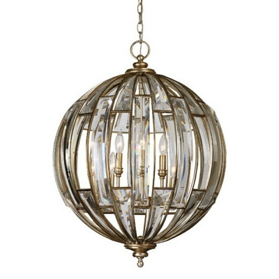 Hanging Chandelier Globe Shade Modern Style Crystal Suspension Light for Living Room