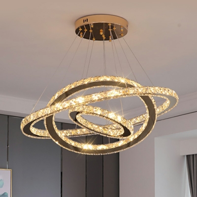 Minimalism Layered Chandelier Lights Faceted Clear Crystal Prism Ceiling Chandelier