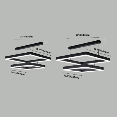 Minimalist Metal Pendant Lighting Fixtures Multiple Squares Suspended Lighting Fixture