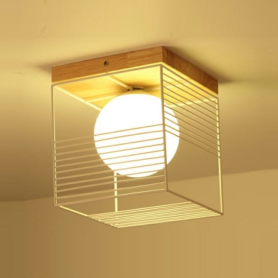 Modern Flush Mount Fixture Wood Finish Flush Mount Ceiling Lamp for Bedroom