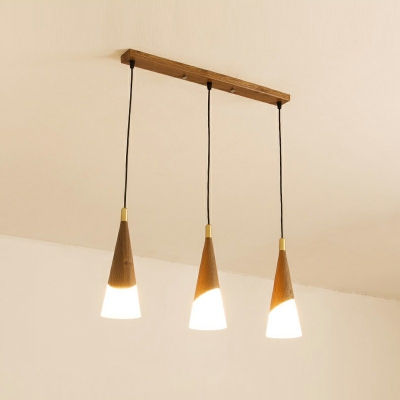 Modern Suspension Pendant 3 Light Wood Hanging Light Fixtures for Living Room