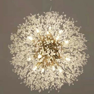 Pendant Chandelier Globe Shade Modern Style Crystal Hanging Ceiling Light for Living Room