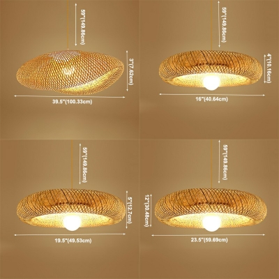 Pendant Light Kit Round Shade Modern Style Bamboo Ceiling Pendant Light for Living Room