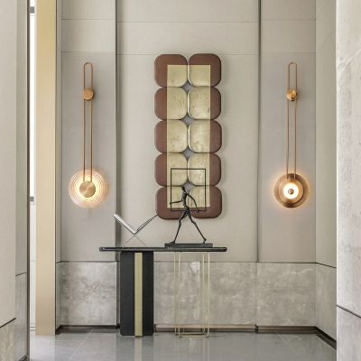 Postmodern Gold Color Flush Mount Wall Sconce Metal Wall Sconces for Living Room