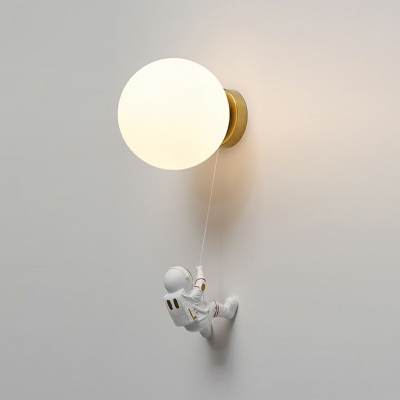 1-Light Sconce Lights Kids Style Globe Shape Metal Wall Mounted Lighting
