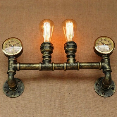 2-Light Sconce Light Vintage Style Pipe Shape Metal Wall Mounted Lights