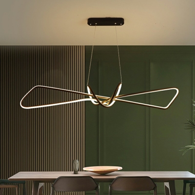 3-Light Chandelier Lighting Minimalist Style Geometric Shape Metal Hanging Light Kit