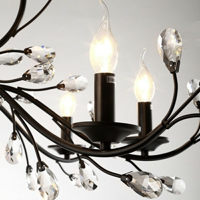Ceiling Pendant Light Candle Shade Modern Style Crystal Pendant Light Fixture for Living Room