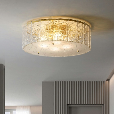 Clear Flush Ceiling Light Round Shade Simplicity Style Glass Flushmount for Living Room