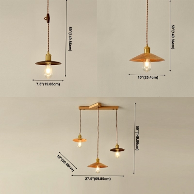 Contemporary Hanging Light Kit Wood Suspension Pendant Light for Dining Room