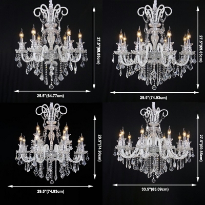 Hanging Light Candle Shade Modern Style Crystal Pendant Lighting Fixtures for Living Room