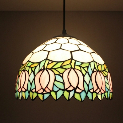 Hanging Light Kit Semicircular Shade Modern Style Glass Pendant Light Fixture for Living Room