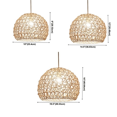 Hanging Lights Globe Shade Modern Style Rattan Pendant Light Fixtures Light for Living Room