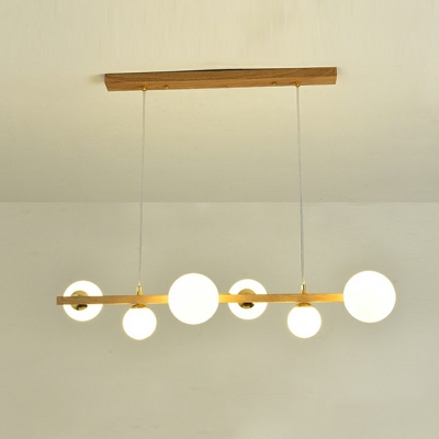 Japanese Style Wood Chandelier Light Modern Style Glass Linear Celling Light for Dinning Room