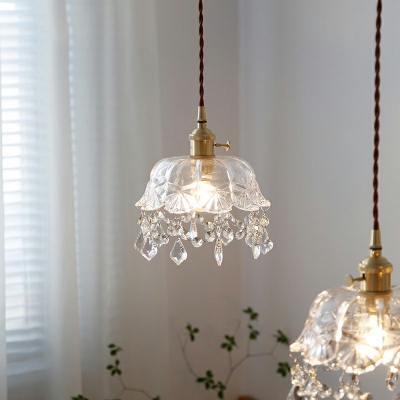 Mid-Century Design Tapered Pendant Light Ribbed Glass Ceiling Pendant Light