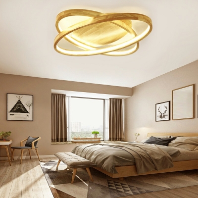 Modern Flush Mount Ceiling Chandelier Wood Flush Ceiling Light Fixtures for Bedroom Living Room