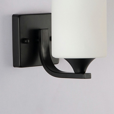 Modern Style Tubular Wall Light Fixture Opal Glossy Glass 1 Light Wall Light Sconces in Black