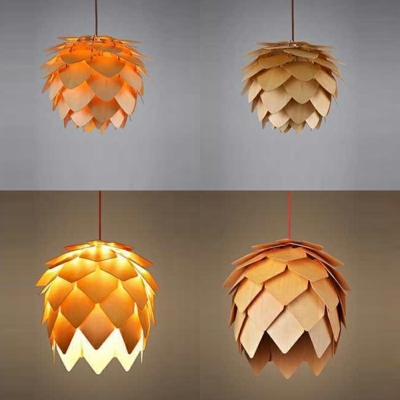 Pendant Lighting Oval Shade Modern Style Wood Ceiling Pendant Light for Living Room