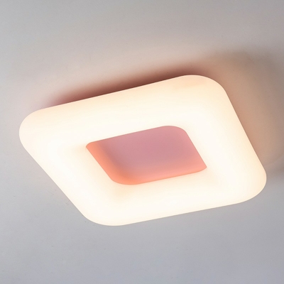 Square Pink Led Flush Mount Ceiling Light Fixtures Modern Minimalism Close to Ceiling Lamp for Bedroom