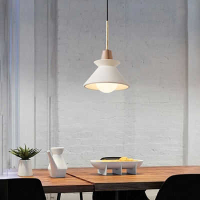 1 Light White Modern Hanging Pendant Light Simplicity for Living Room