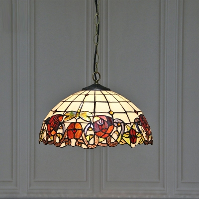 Suspension Light Semicircular Shade Modern Style Glass Pendant Light for Living Room