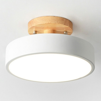 Wood Macaron Semi Flush Ceiling Light Fixtures Modern Macaron Close to Ceiling Lighting for Bedroom