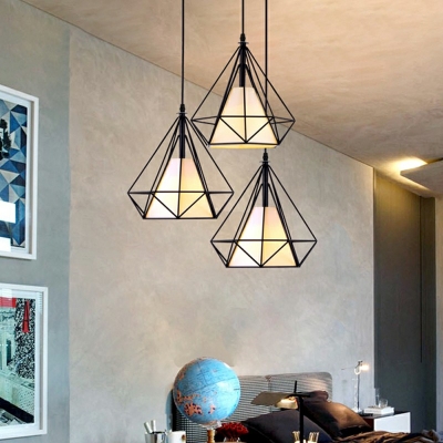 1 Light Metal Industrial Cone Suspension Pendant Vintage Hanging Ceiling Light for Bedroom