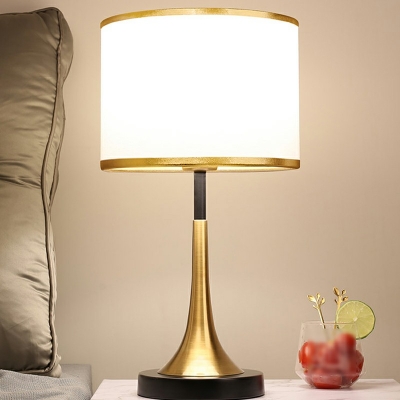 1-Light Night Table Lamps Minimalism Style Drum Shape Metal Nightstand Lamp