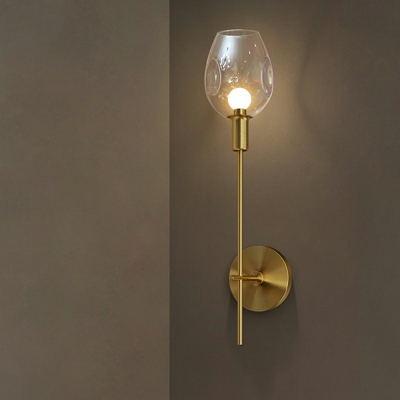 1 Light Oval Wall Light Modern Style Metal Wall Light Fixture in Gold